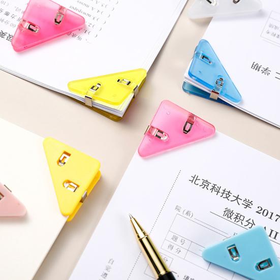 40Pcs Triangle File Book Corner Clip Non-Slip Page Holder for Documents Test Papers Notebooks Colorful Reusable Prevents Curling Folding