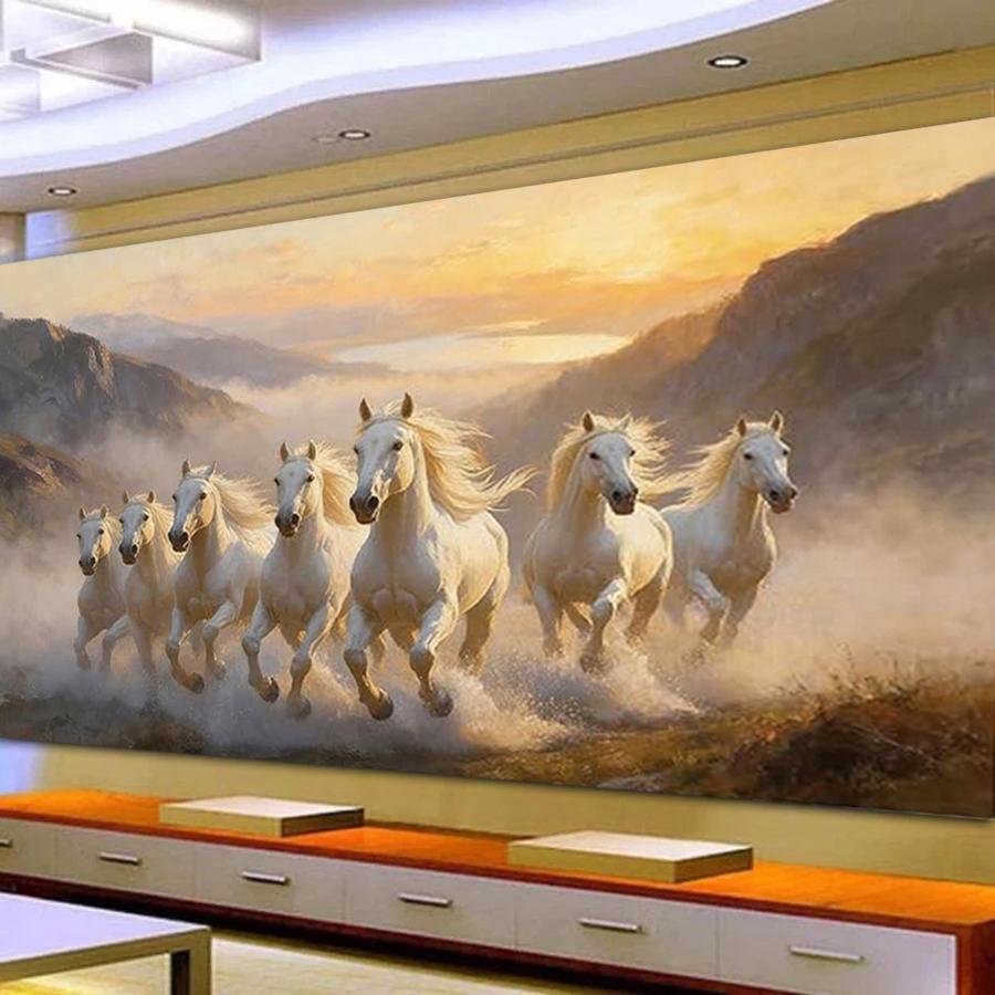 Diamond Mosaic Running Horse Large Size Diy Diamond Painting Full Drill Animals Jewelry Cross Stitch Picture Wall Decor