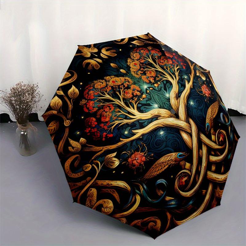 Tree of Life Mandala Wall Art: Nature's Harmony In Every DetailUmbrella, Portable 3-Fold Compact Umbrella for Men & Women Gift
