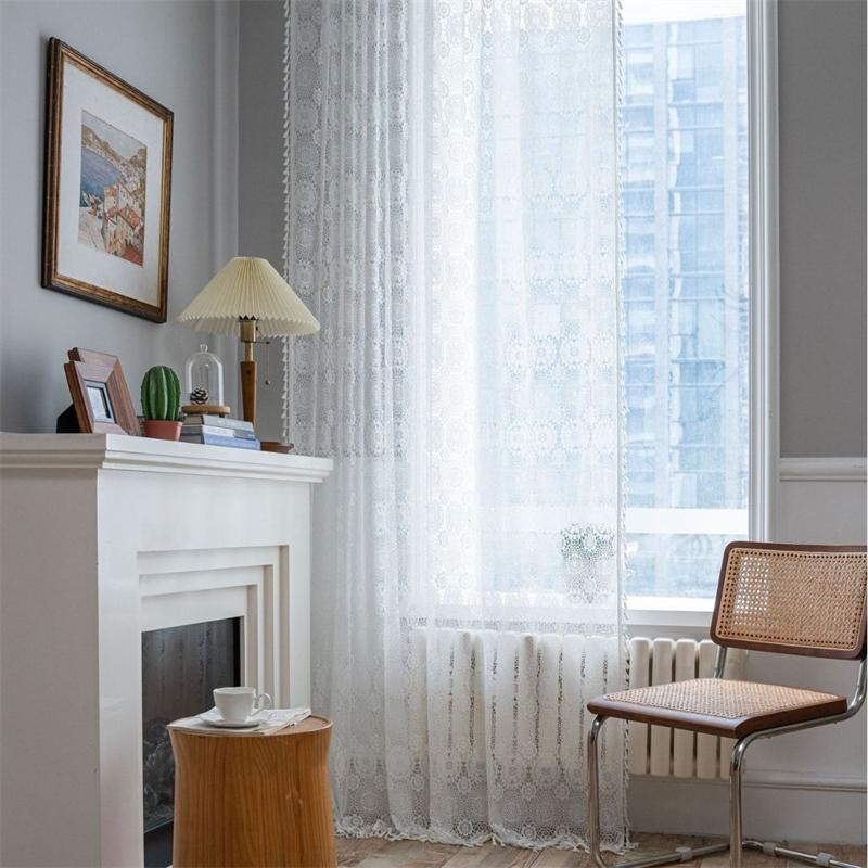 Couture pruhované lněné závěsy s blokovanou výšivkou | Systém na míru pro rozptyl světla pro kuchařské spíže a útočiště s panoramatickými okny