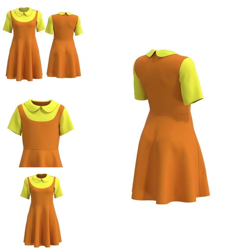 Stylish Squid Game Wooden Doll Cosplay Dress Flexible And Comfortable Polyester Fabric