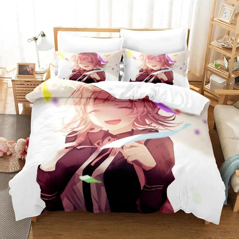 Danganronpa V3 Duvet Cover Set for Adults Boys 3 Piece Cartoon Anime Bedding Set Bedroom Y2k Quilt Cover Pillowcase