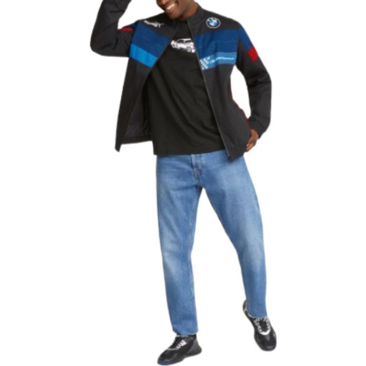 Puma BMW Motorsport Series Colorblock Woven Stand Collar Track Jacket Men Jackets Black 533324-01