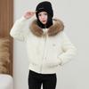 Big fur collar hooded short cotton-padded clothes women's fleece thickened warm jacket winter new cotton-padded jacket small cotton-padded clothes