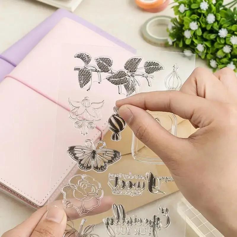 Butterfly Flower Transparent Silicone Clear Stamp for Scrapbooking Album DIY Craft Decoration.
