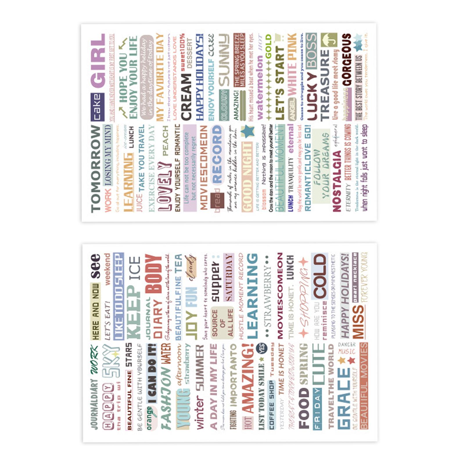 

4PCS Preppy Sticker Cute Aesthetic Sticker English Words Pattern Easy Apply Decorative Sticker for Scrapbook Notebook