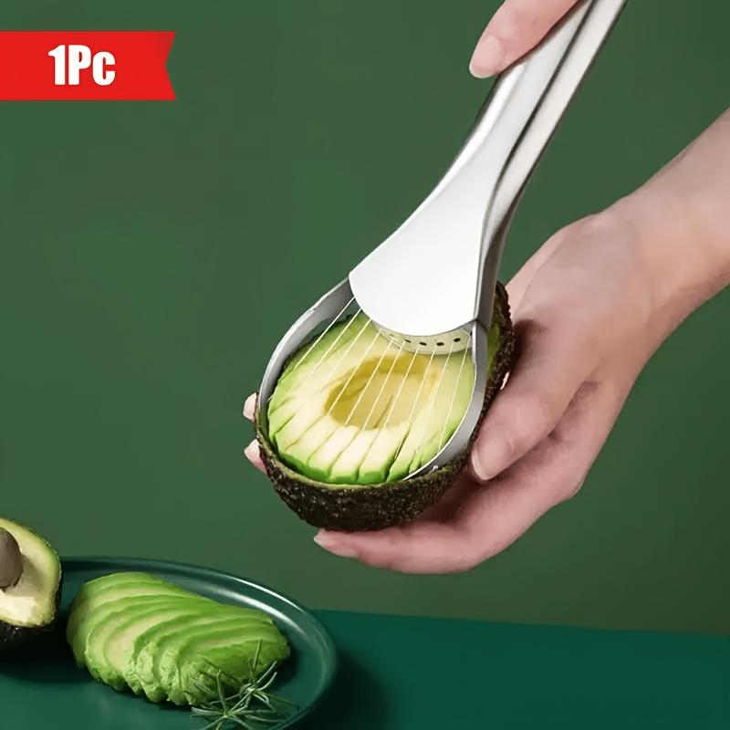 

1Two-in-one avocado slicer Made of stainless steel Easy peeling Remove the core Sliced Hass Avocado Outdoor kitchen supplies Essential A-Nordic silver