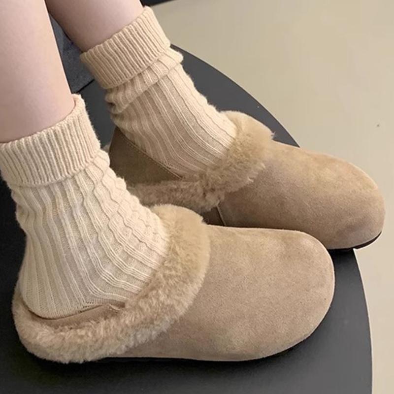 

Меховые женские хлопковые тапочки зимняя мода мюли обувь удобные повседневные туфли с открытой пяткой женские 2025 трендовый бренд теплые женские зимние ботинки 40