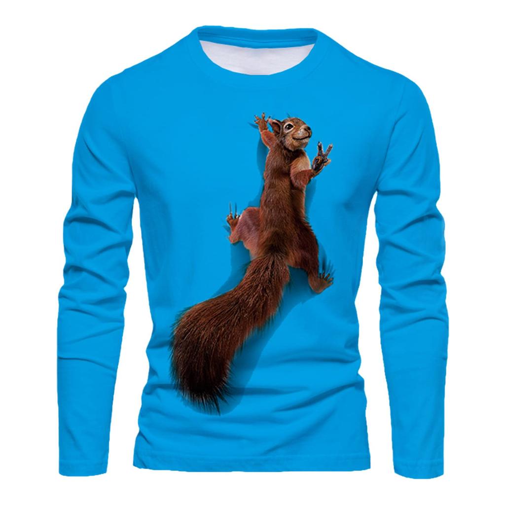 Squirrel 3D Print T-Shirts Men Woman Casual Round Neck Long Sleeve T Shirt Streetwear Harajuku Pullovers Tees Tops Kids Clothing