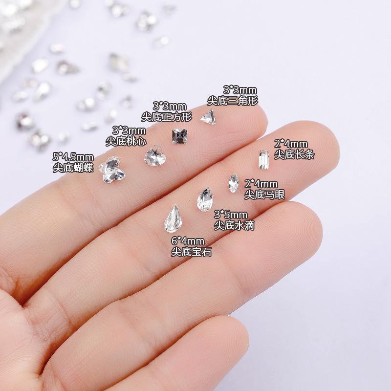 Nail Art Jewelry White Mini Pointed Bottom Drill Heterosexual Nail Art Drill Love Butterfly Crystal Drill Nail Drill