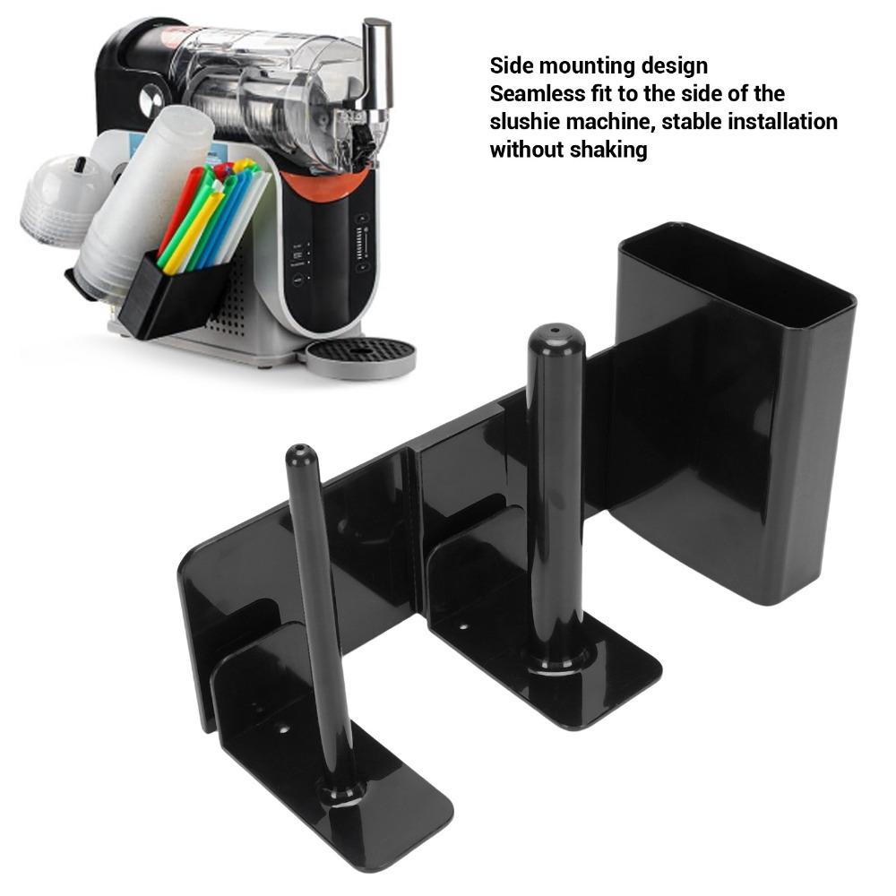 ABS Cup Dispenser Black Side Mounted Rack Durable Straw Organizer Slushie Machine