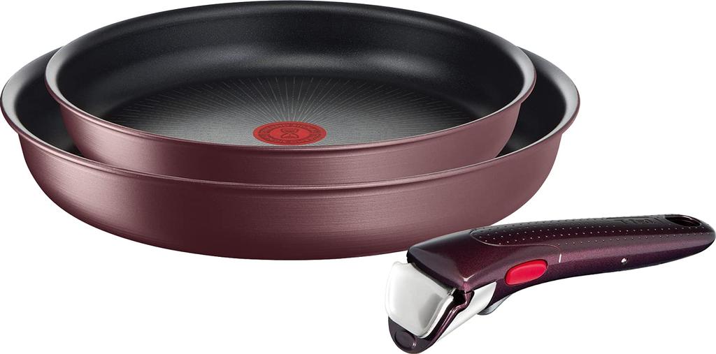 Tefal Pot and Frying Pan Set with Removable Compatible with IH Gas Free of Hazardous Substances Such As Neo IH Maron Brown Brown L38590 Handles,