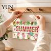 Summer Themed Gifts Wooden Hanging Sign, Beach Theme Welcome Sign Front Door Decor with Rustic Wood Plaque Rope, Colorful Hanger for Seasonal