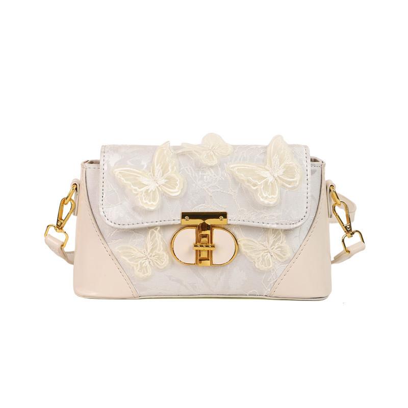 Fashion New Design Light Luxury High-end Embroidery Three-dimensional Butterfly Small Square Bag Women's Commuting Versatile Temperament Messenger Bag