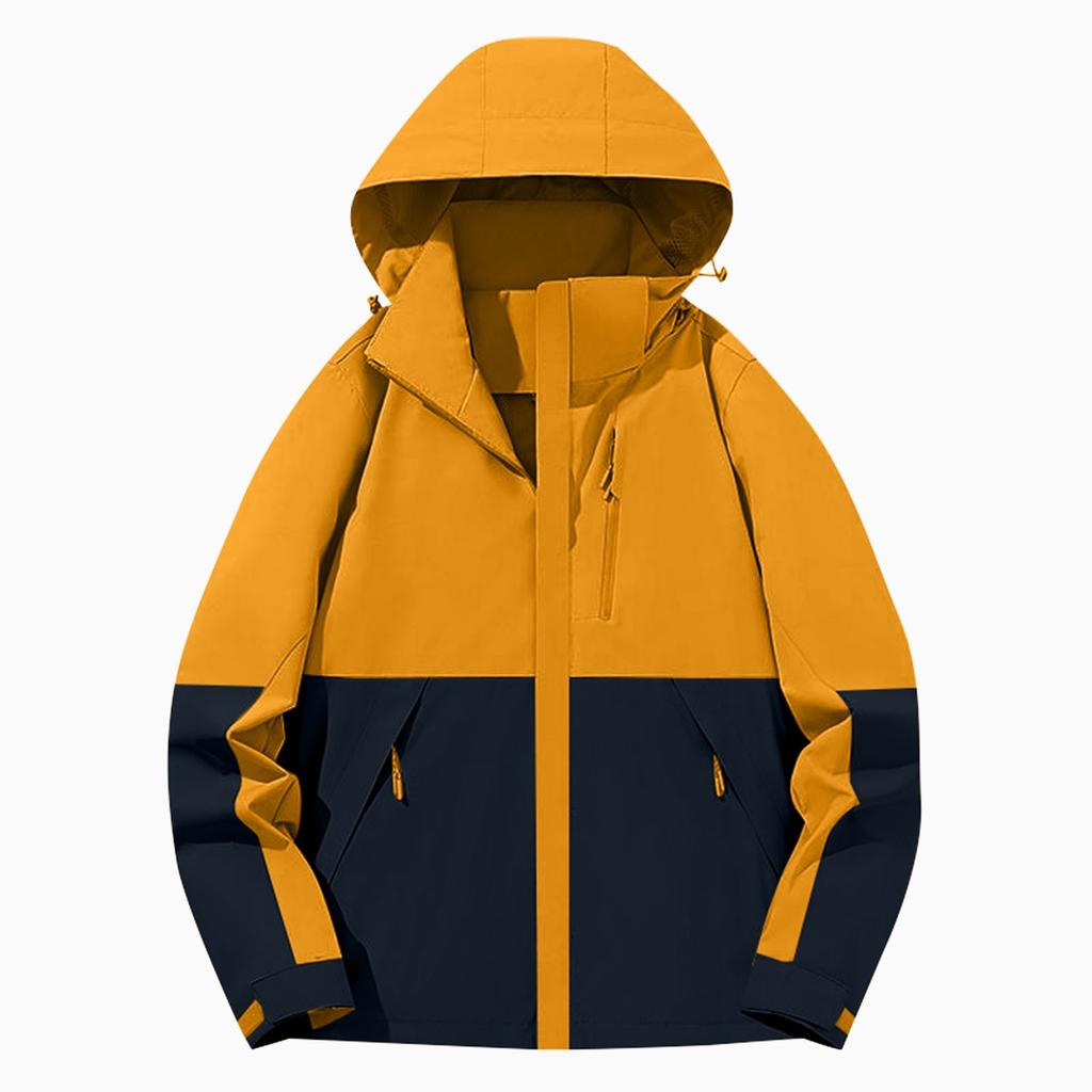 Women Solid Stripe Rain Jacket Outdoor Plus Waterproof Hooded Raincoat Windproof