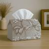1pc Party Tissue Box,Vintage Coastal Palm Tree,Multifunctional Tissue Holder,Beige Sketch Line Drawing Texture,Outdoor Party Supplies, Everyday Deskto