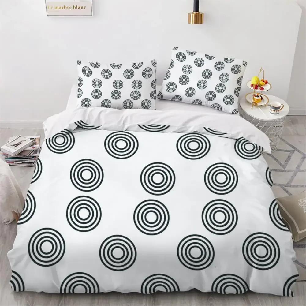Geometry Duvet Cover Set Simple Circles Grid Pattern Comforter Cover Microfiber Geometric Shape Bedding Set for Boys Adult Gift