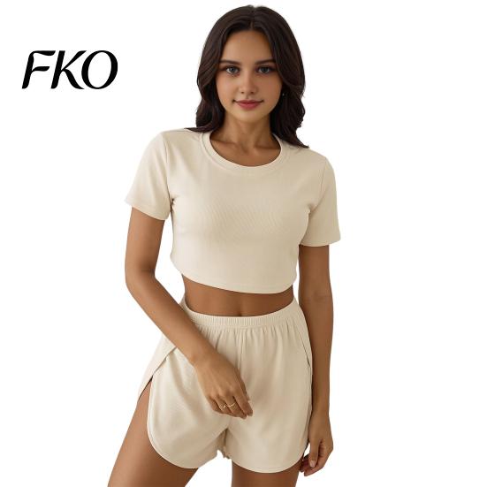 Summer Sleepwear Women Women's 2 Piece Pajama Sets, Soft Short Sleeve Top Cotton Set And Shorts Sleepwear, Crew Neck Pjs Lounge