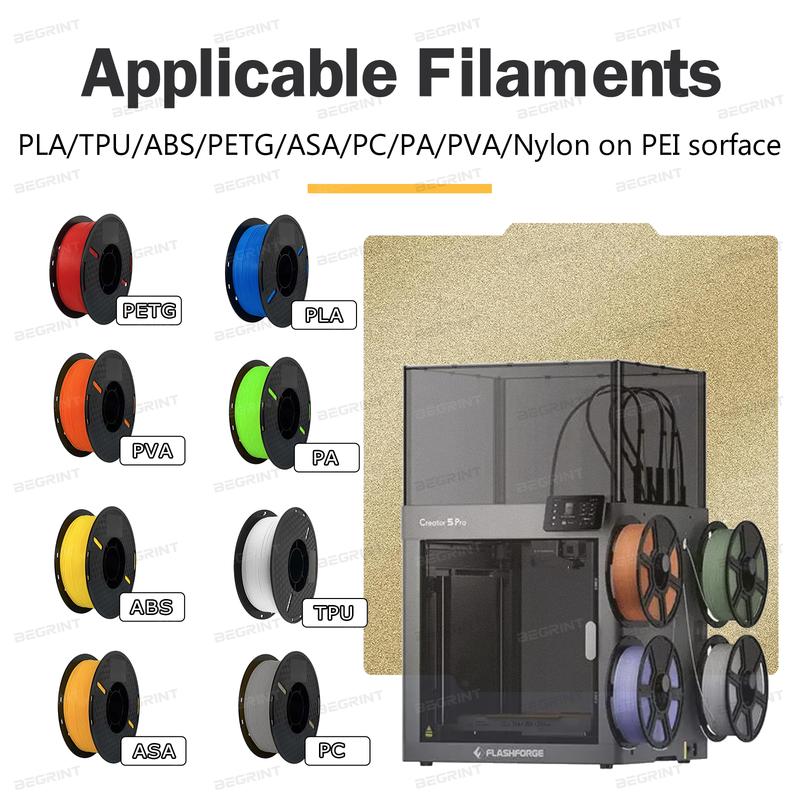 Double-Sided PEI Spring Steel Flexible for Flashforge Creator 5 / Creator 5 Pro Build Plate Heated Bed 3D Printer parts