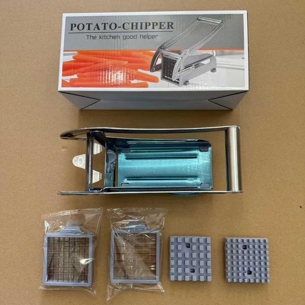 1 Stück Kartoffelschneider Lebensmittelqualität Edelstahl Gemüse-/Pommes-Schneider Mit Rutschfester Saugnapfbasis Mit Ersatzklingen