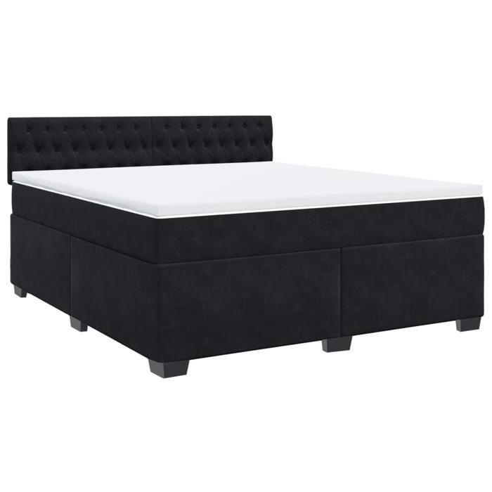Exclusive House - Bed Slatted Base with Mattress Black 180x200 Cm Velvet