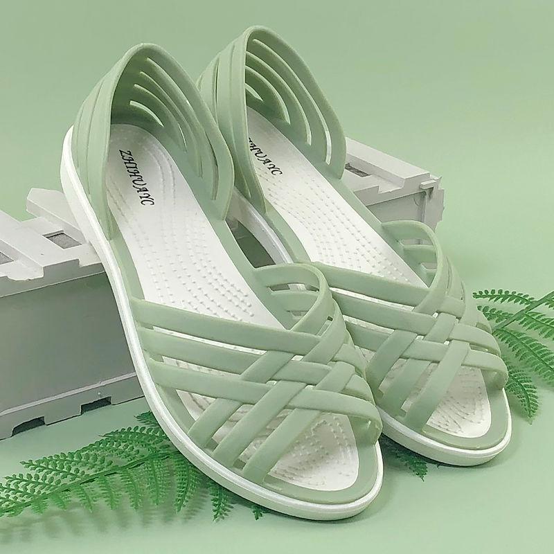 Summer One Step Sandals Women's Flat Heel Outdoor Solid Color Fashion Women's Sandals