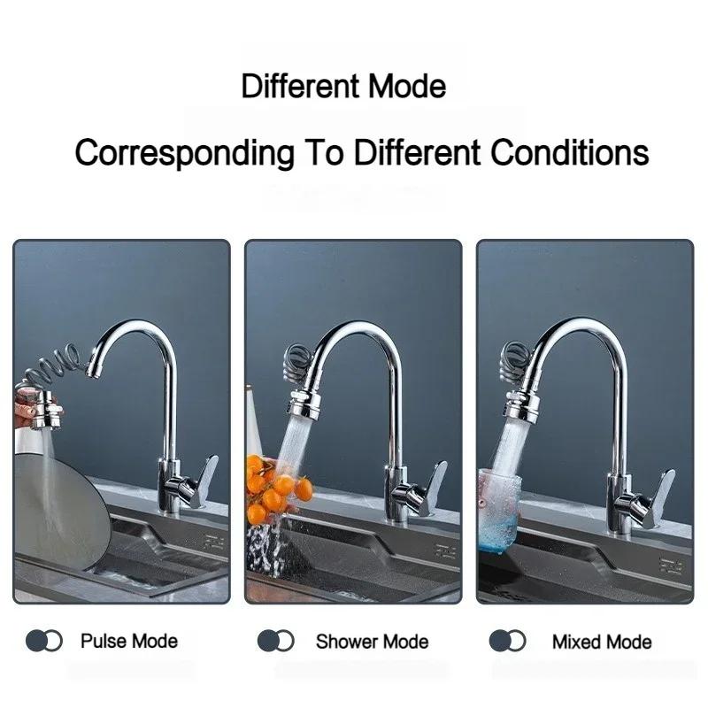3 Modi Küchenspüle Wasserhahn Verlängerung mit dehnbarem Schlauch 360 Grad drehbarer Wasserhahn Düsenadapter Heim Wassersparender Sprudler