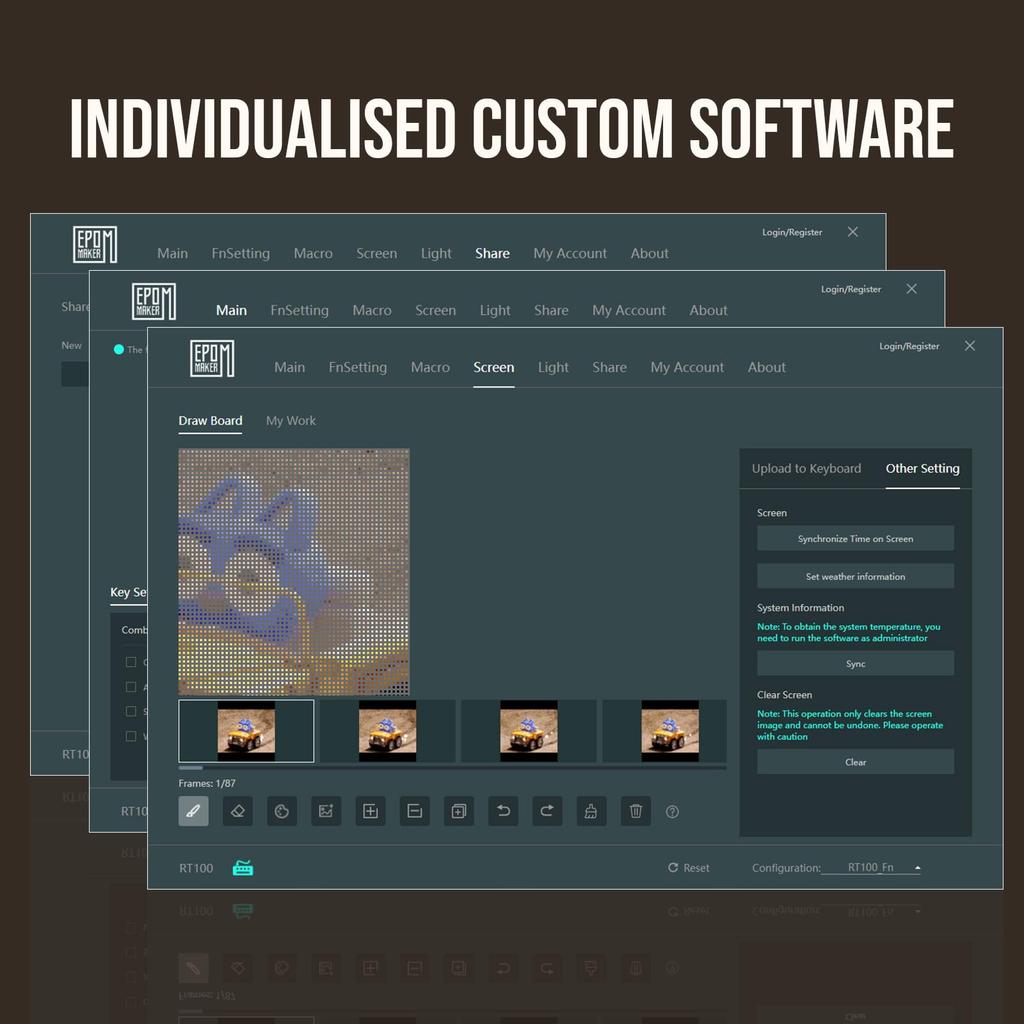 EPOMAKER RT100 Wireless Mechanical Keyboard with Display Screen and Volume Gasket Gaming Custom RGB Backlight for Gateron Pro Knob, Keyboard,