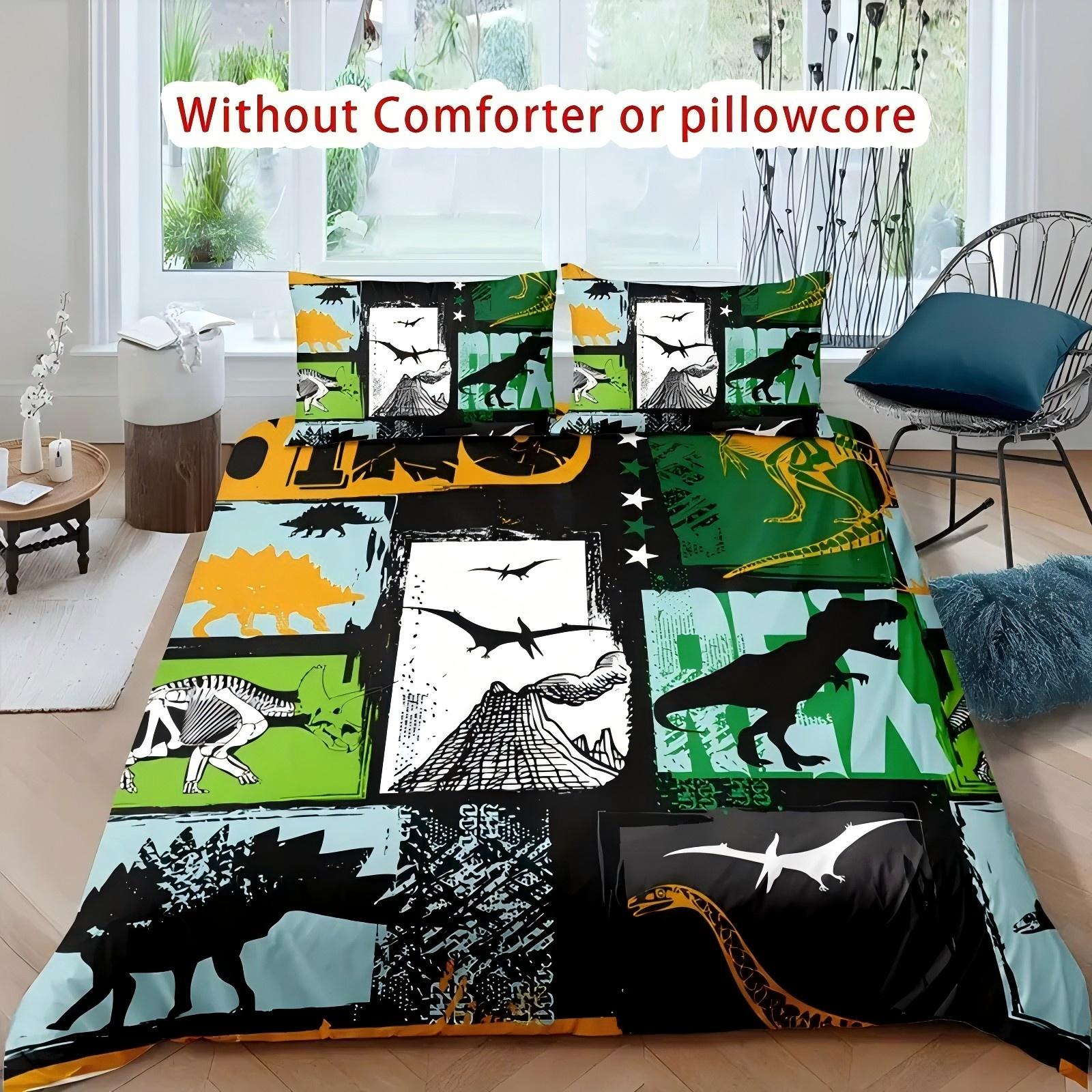 

Volcano Dinosaur Pattern 3D Printed Duvet Cover Soft Comfortable Polyester Bedding Set Primitive Animal Style Quilt Cover Set 135x200cm 2pcs