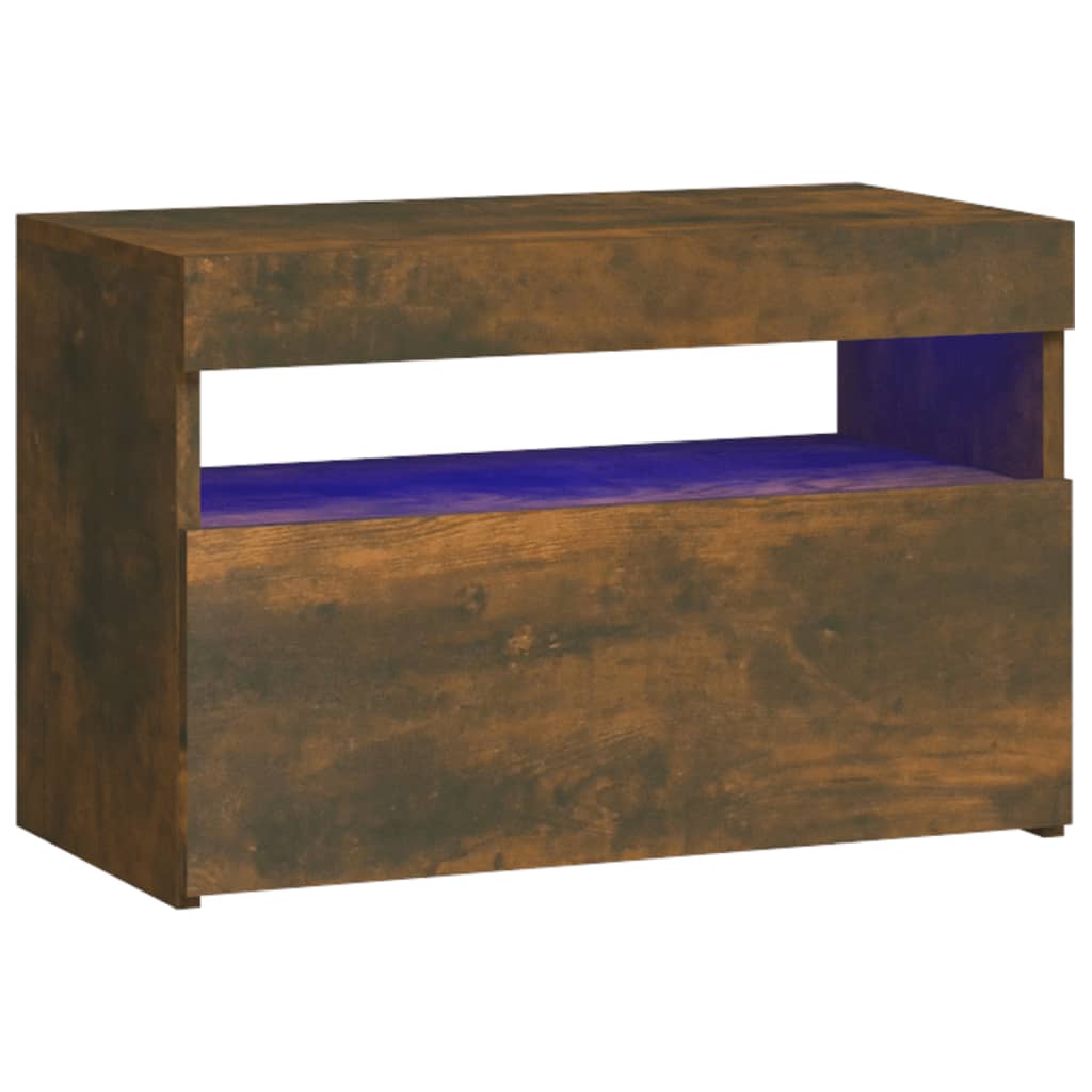Vidaxl LED Nightstand, Smoked Oak, 60X35X40 Cm