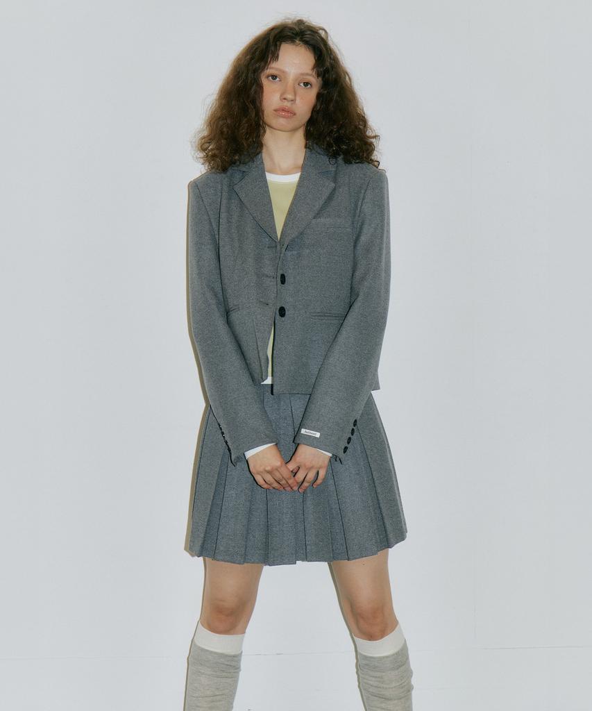 Authenti Semi-Crop Wool Jacket_Gray