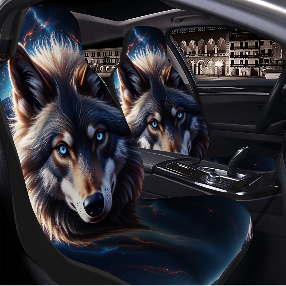 2pcs, Decorative Fantasy Wolf Portrait Ing Eyes Print Car Seat Covers, Universal Fit For SUV Sedan Truck, Stylish Washable Fabri
