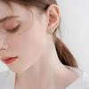 3 Petal Sweet Rhinestone Flower Studs for Women Imitation Pearl Crystal Zirconia Earrings Stylish Elegant Gold Gift Earrings,