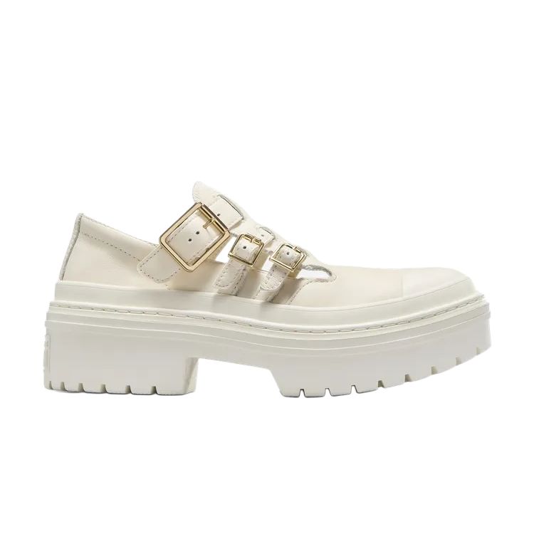 Converse  Chuck Taylor All Star Lugged Heel Mary Jane Platform Low Egret Gold Women Sneakers Cream A10617C