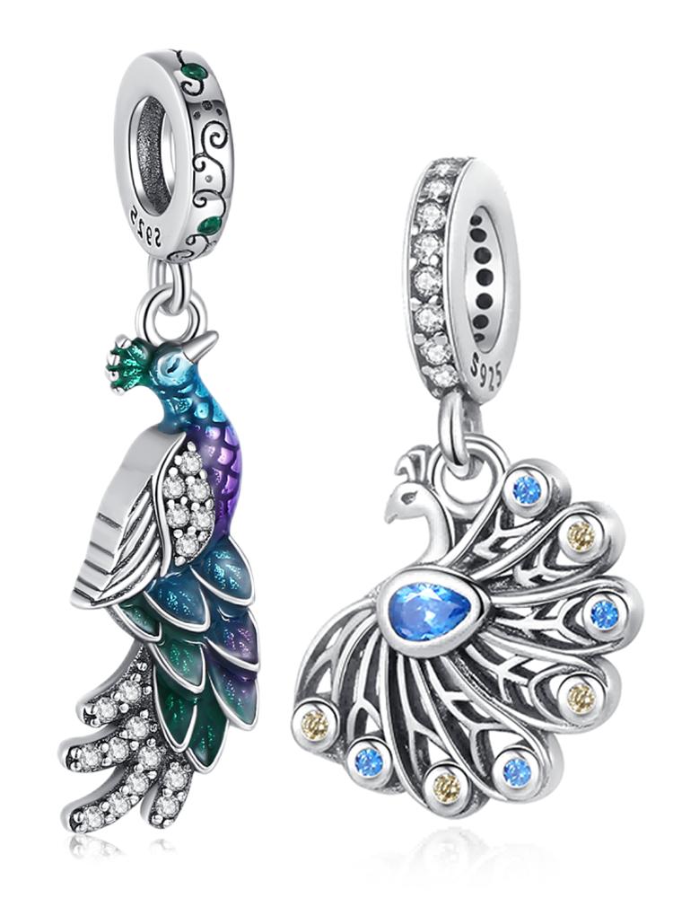 Beautiful Peacock Spreading Its Tail Copper Plated For Decorative Charms Copper Plated Genuine Original Fashion Bracelet For Making Jewelry
