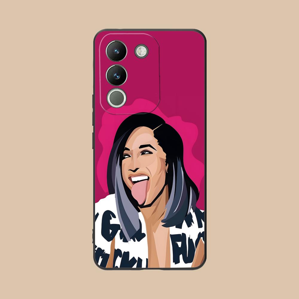Cardi B Matte TPU Mobile Phone Case for VIVO Y77 76 75 74 73 72 58 56 55 51 50 38 36 Y19 Y18 Y03 Y01 5G Colorful Cover