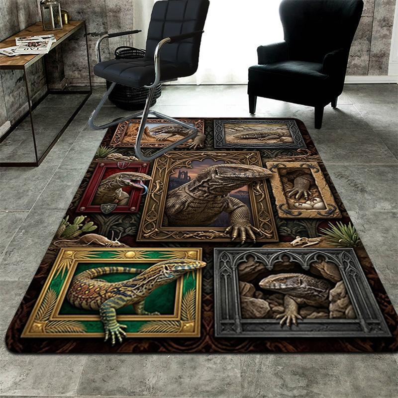 Prehistoric Lizards Pattern Rug Floor Mat for Living Room or Bedroom Soft and Comfortable Carpet a Gift for Birthday and Holiday.