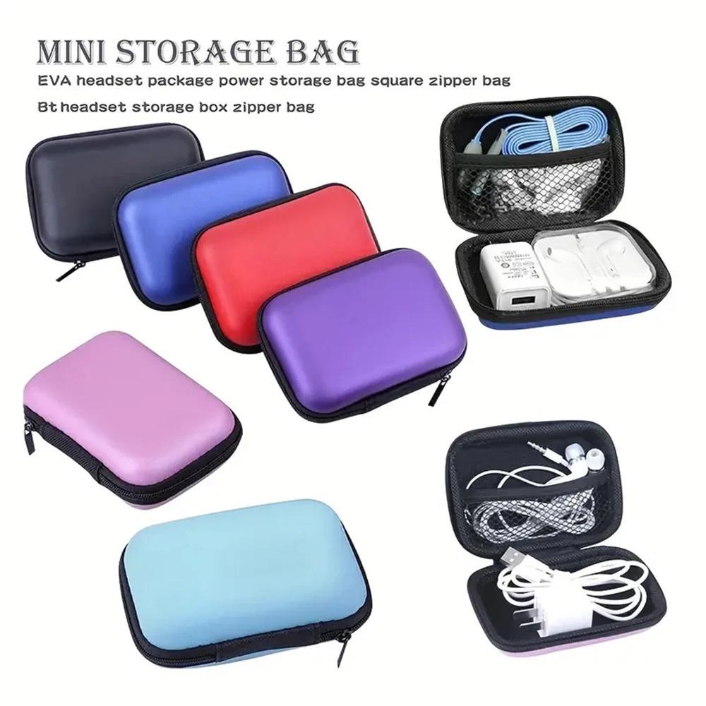 Portable Travel Zipper Storage Bag for Earphone Headphone Charging Cable Organizer EVA Protective Case Electronics Sundries