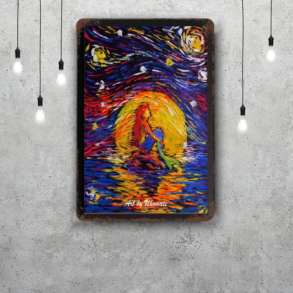 MINISO The Little Mermaid (Signature Edition) Decor Poster Tin Sign Metal Sign Decorative Plaque Pub Bar Cave Wall Decoration