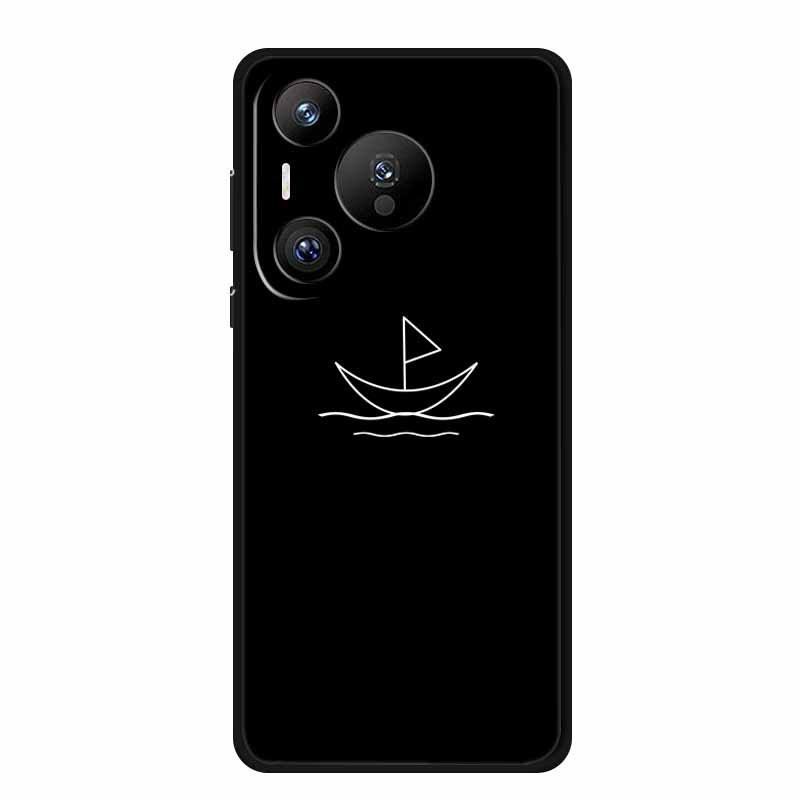 Pura 70 Black TPU Phone Case - Personalized Line Pattern, Soft Shell