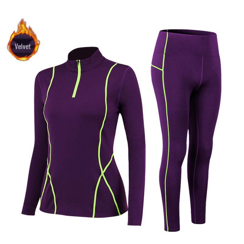 Women's Fleece-Lined Long-Sleeve Yoga Set: Warm, Slim-Fit Half-Zip Sweatshirt for Autumn & Winter Fitness