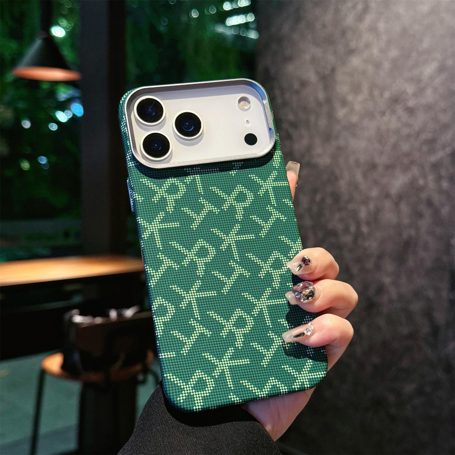 

Надтонка магнітна накладка для iPhone 17 Pro Max iPhone17 Air Cover Розкішна текстура Kalver з модними словами TTK на ній iPhone17 зелений