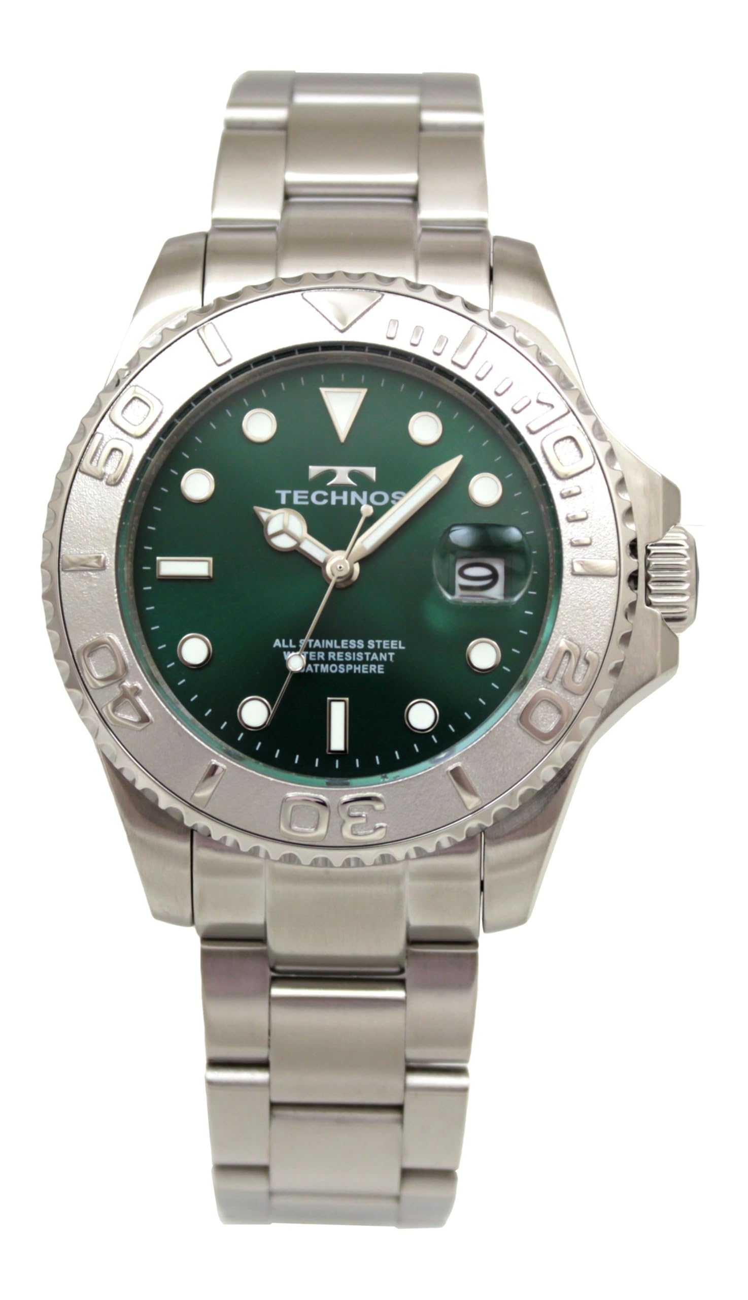 

Technos T9C29SM Silver Date 100th Anniversary Model Men s Watch, зелёный