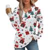 Women's Fashion Casual V-neck Pleated Christmas Long Sleeve Top