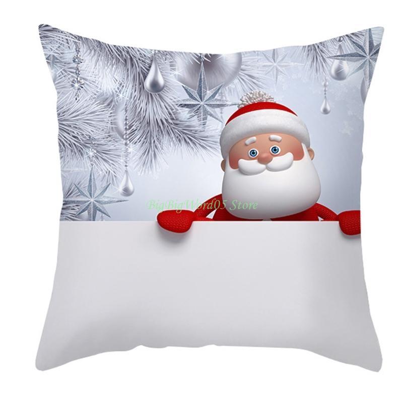 

24TE Christmas Backrest Cushion for Case 45x45cm Smile Snowman Cushion Pillow Cover Supplies for Sofa Living Room Ornaments