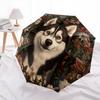 Husky pattern, automatic folding umbrella, portable and foldable design, 8 ribs, a Christmas or birthday gift.