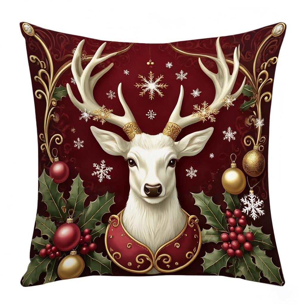 Christmas Themed Linen Pillowcase Home Sofa Festive Atmosphere Decorative Cushion Cover