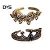 Retro Ring Hollow Butterfly Crown Shape Rhinestone Decor Dark Cool Style Alloy Stacking Ring Prom Party Dating Jewelry