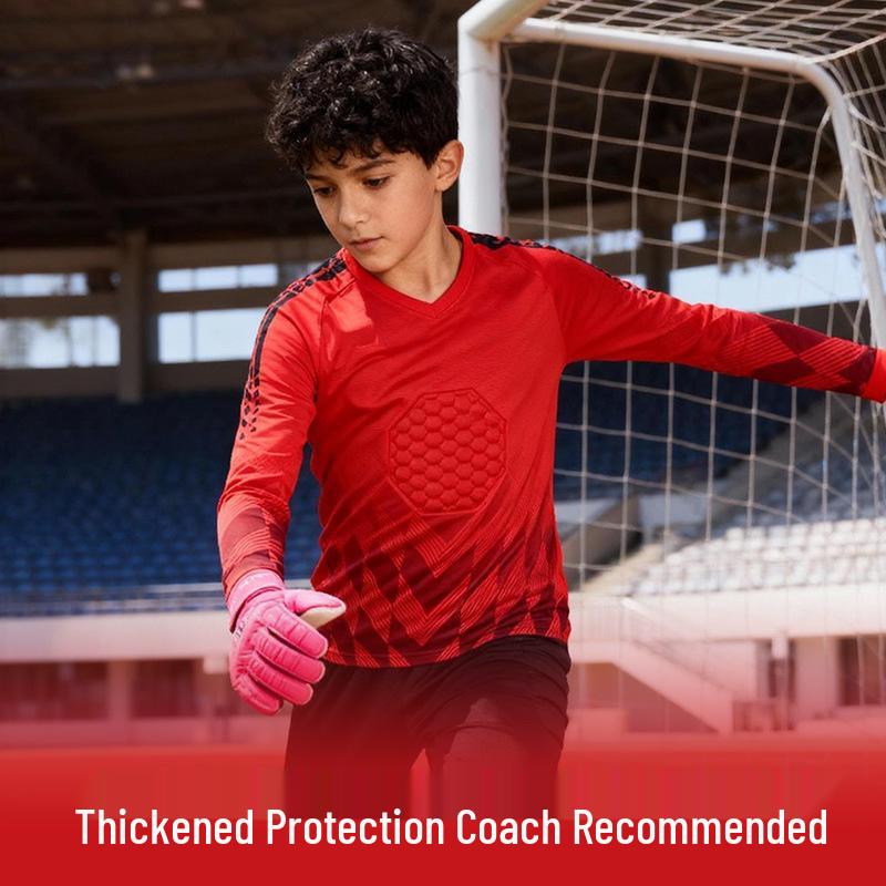 Kids' Long-Sleeve Goalkeeper Uniform with Chest Protection for Football Training