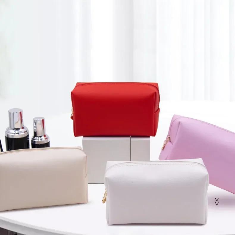 Zipper Makeup Bag Travel PU Leather Women's Cosmetic Bag Toiletry Storage Pouch Organizer Toiletry Bag Women Water-Resistant